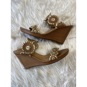 Jack Rogers Luccia Metallic Wedge Sandals Size 7.5 Original Retail Price: $180